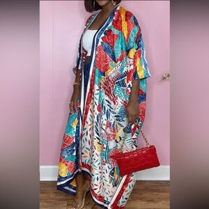 1125.  Multi Color Satin Kimono